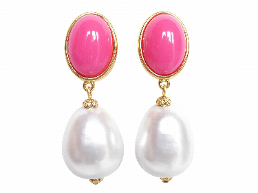 Ohrringe Perla (pink~weiß)
