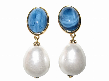 Ohrringe Perla (blau marmoriert~weiß)
